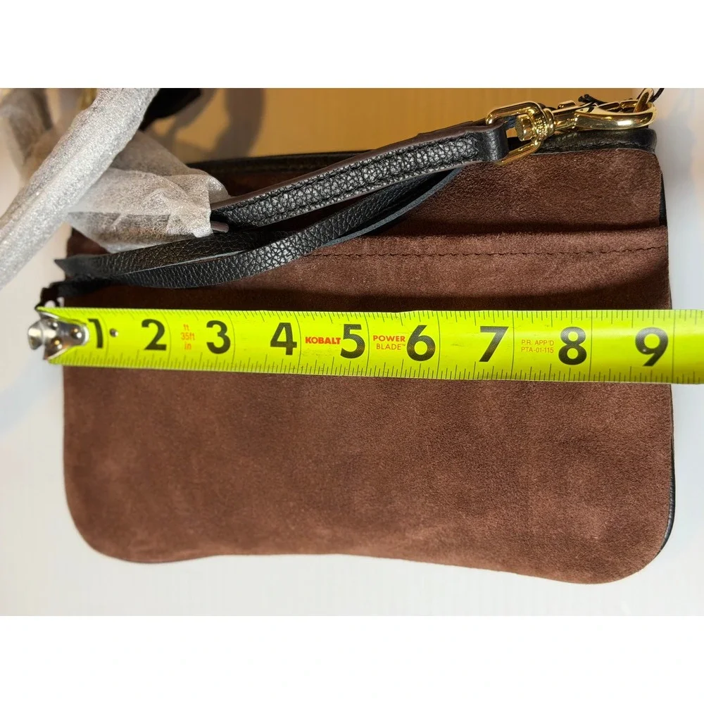 Aimee Kestenberg Bal Harbour Crossbody Brown Suede Leather Gold Hardware Womens